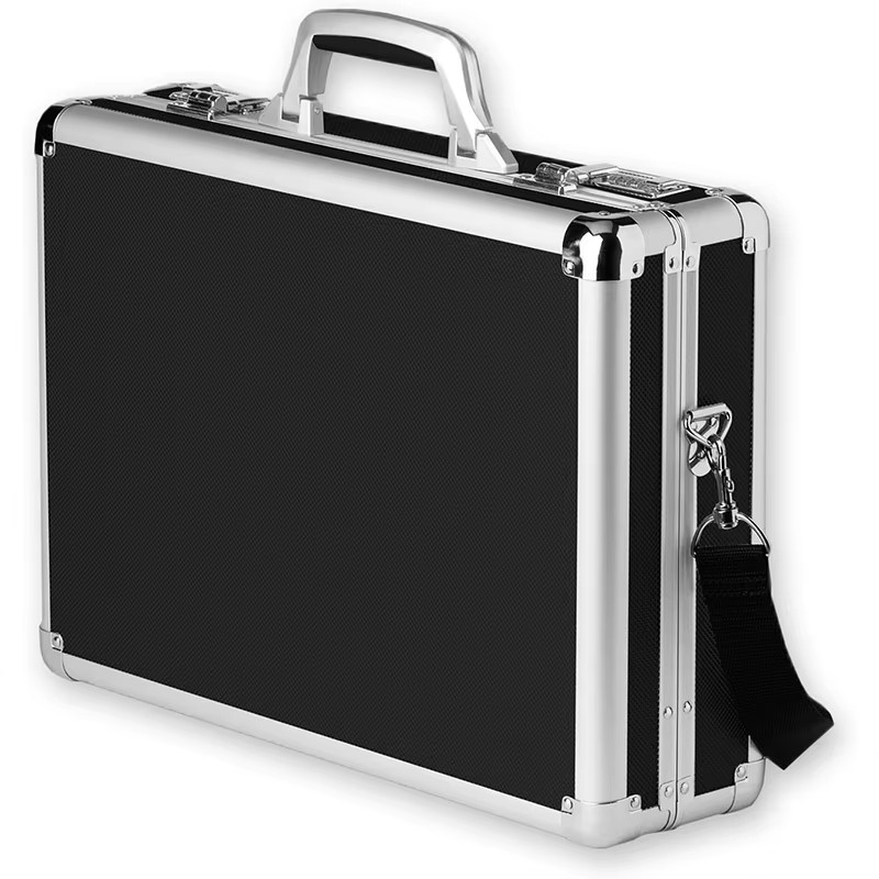18 x 14.25 x 5 Inch Combination Lock Hard Laptop Case Aluminum Briefcase with Shoulder Strap riefcas